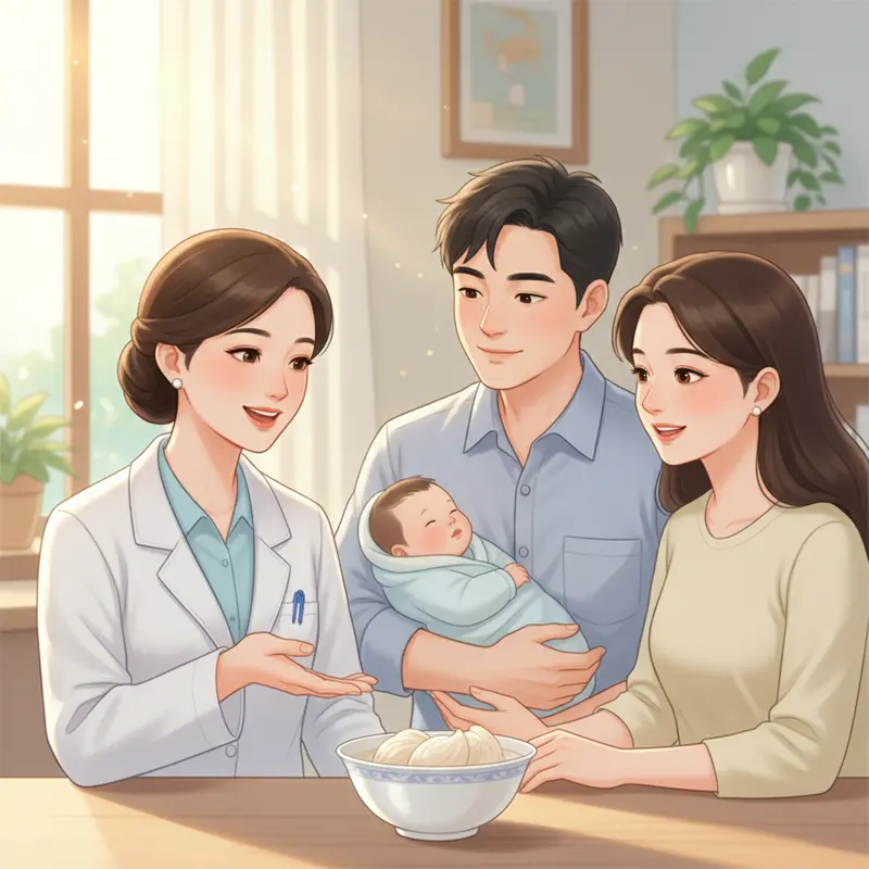 Hình ảnh bác sĩ nhi khoa đang tư vấn cho phụ huynh về việc sử dụng yến sào cho trẻ nhỏ một cách an toàn.