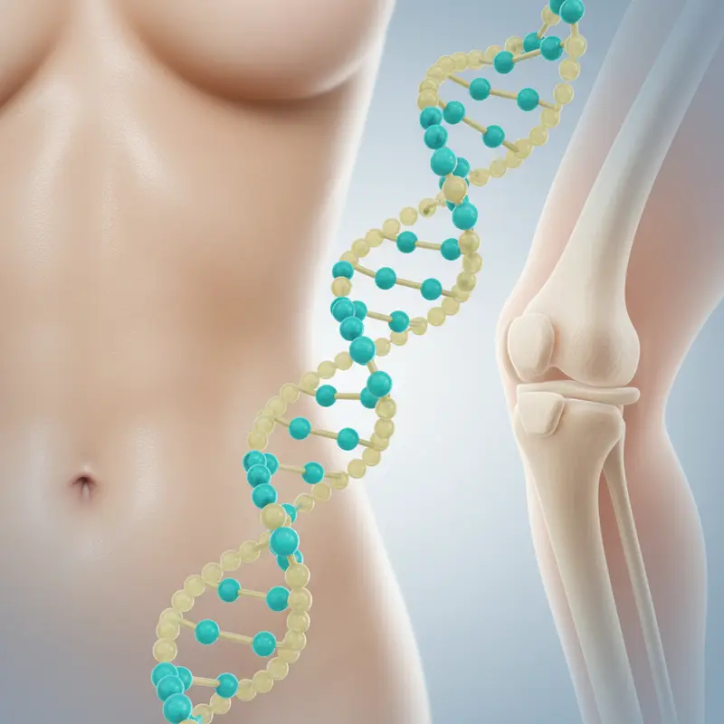 Sơ đồ minh họa vai trò của Proline trong việc hình thành cấu trúc xoắn ba của collagen, nền là hình ảnh da và khớp khỏe mạnh.