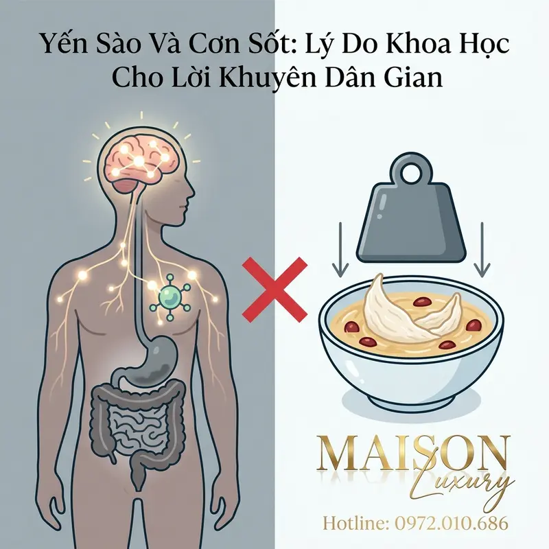 Minh họa sự xung đột: Cơ thể đang tập trung năng lượng chống bệnh, trong khi yến sào lại cần năng lượng để tiêu hóa.