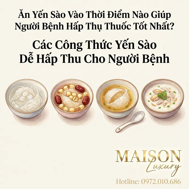 Bốn công thức yến sào thanh đạm, dễ chế biến, phù hợp với thể trạng người bệnh.