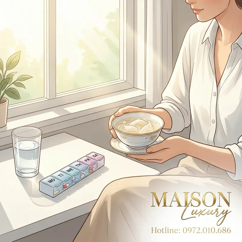 Thưởng thức yến sào vào buổi sáng trong không gian yên tĩnh, chuẩn bị cho một ngày dài.