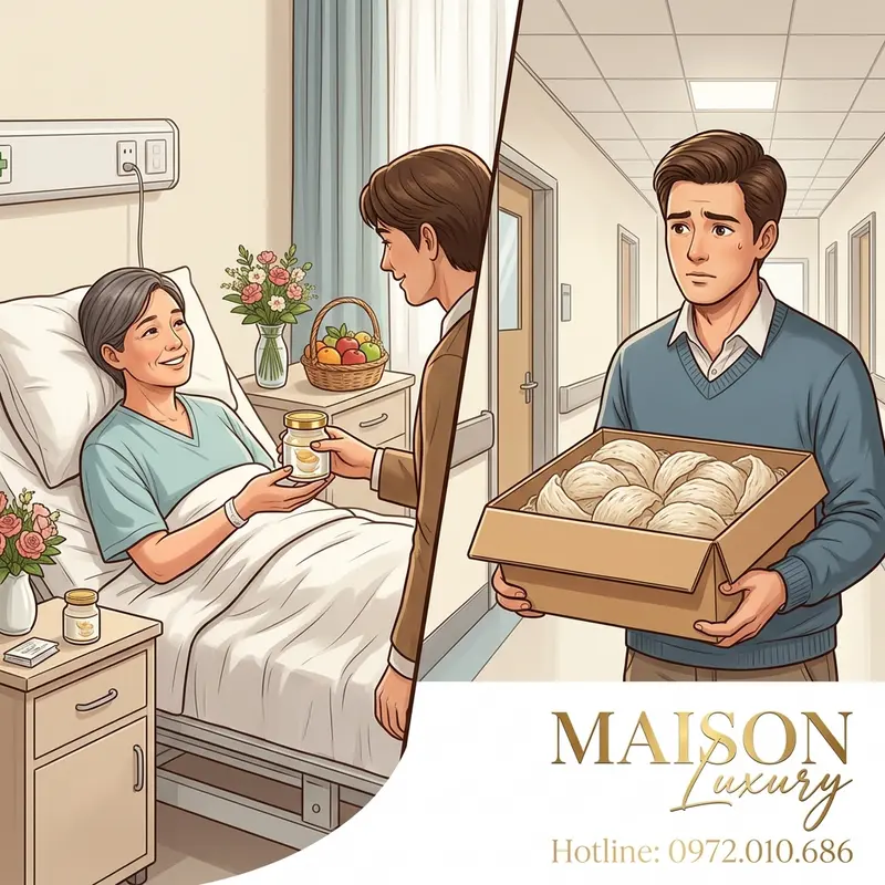 Bối cảnh thực tế khi tặng yến hũ tiện lợi và những suy nghĩ khi tặng yến tổ cần chế biến.