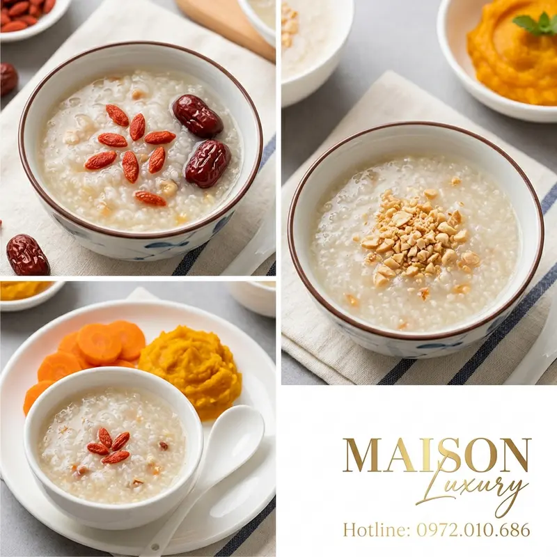 Biến tấu thực đơn với hạt sen, kỷ tử, đậu phộng rang hoặc rau củ nghiền giúp kích thích vị giác.