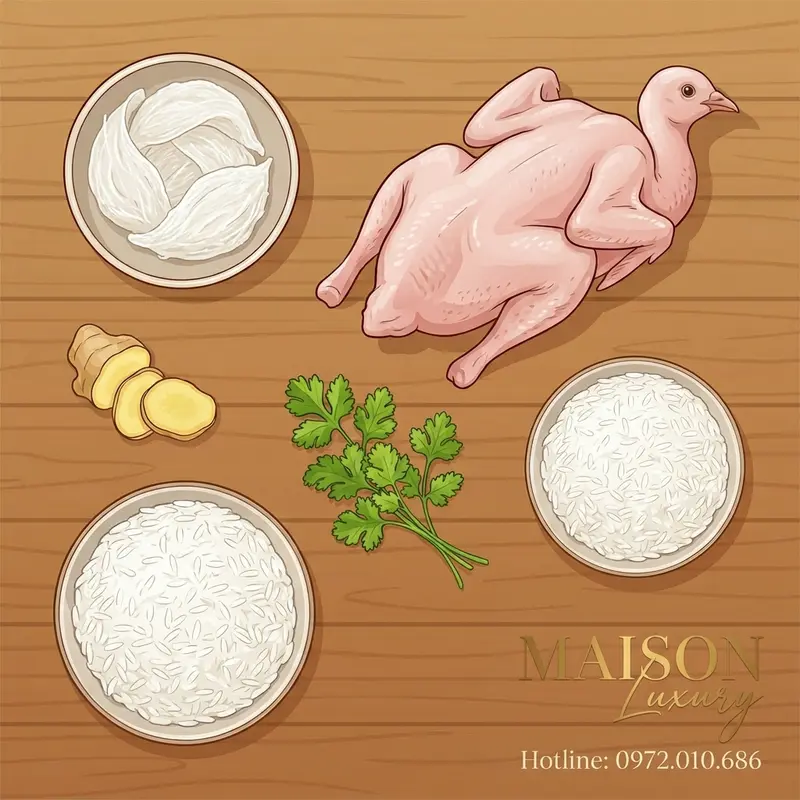Các nguyên liệu tươi ngon, chất lượng cao là bước đầu tiên quan trọng để nấu món cháo bổ dưỡng.