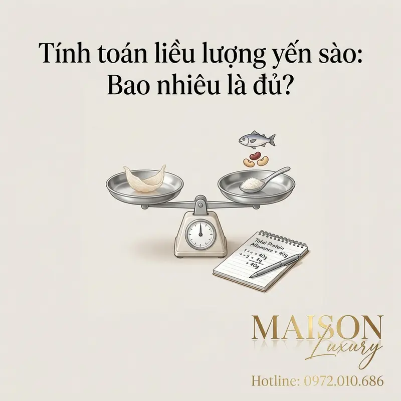 Minh họa nguyên tắc cân bằng tổng lượng đạm: yến sào chỉ là một phần trong khẩu phần đạm cả ngày.