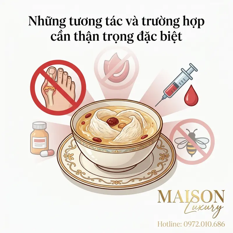 Yến sào có thể không phù hợp hoặc cần tham vấn y tế trong một số tình trạng bệnh lý đi kèm.