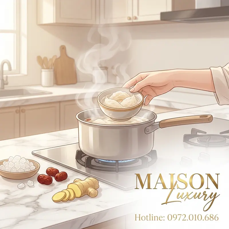 Chưng cách thủy là phương pháp giúp bảo toàn tối đa dưỡng chất tinh túy trong yến sào.