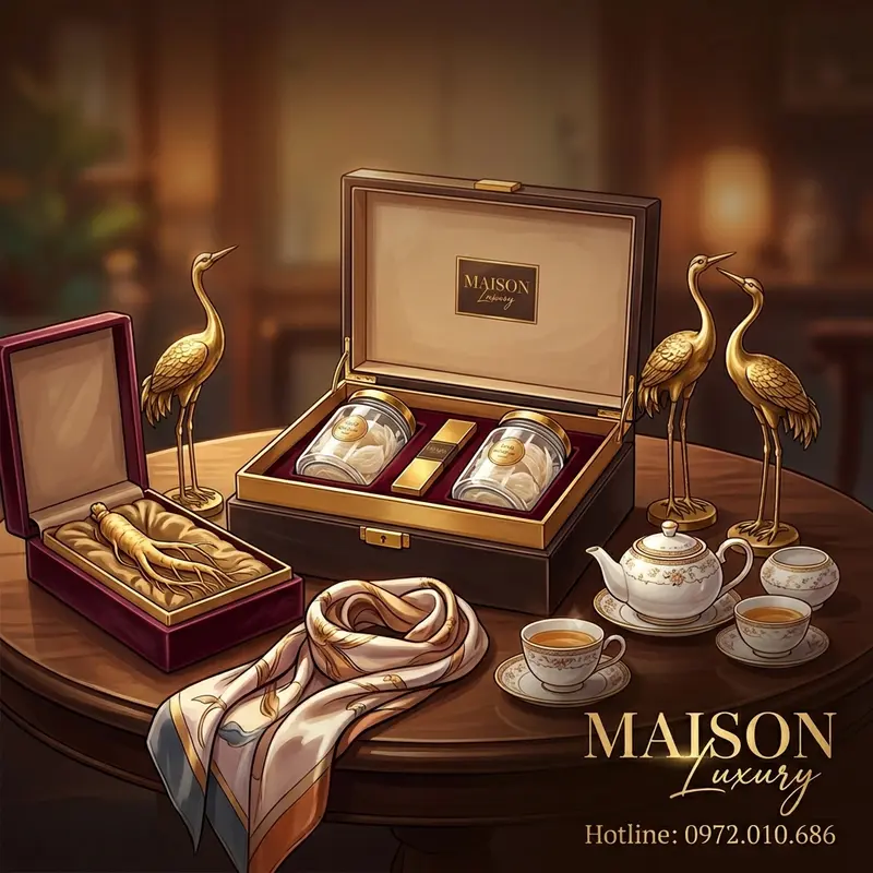 Bộ sưu tập các món quà thượng thọ đẳng cấp, từ set quà yến sào, nhân sâm đến đồ trang trí phong thủy và trà cao cấp.