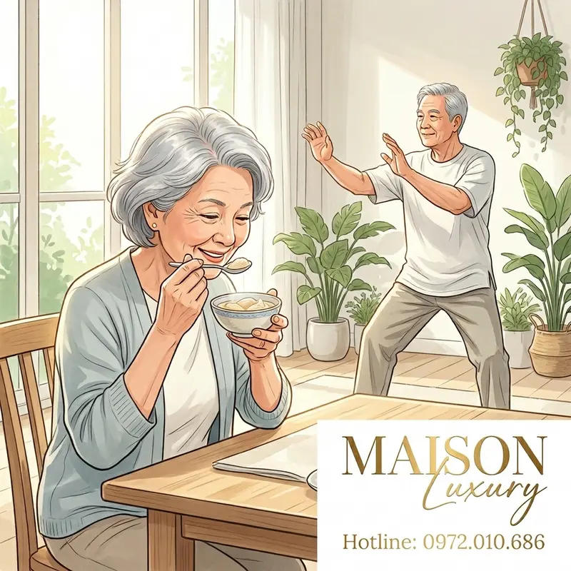 Sử dụng yến sào kết hợp với các hoạt động sống lành mạnh như tập dưỡng sinh.