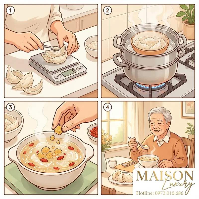 Quy trình từng bước chưng yến và thưởng thức đúng cách để đạt hiệu quả tối ưu.