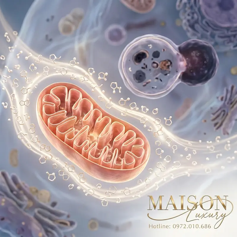 Proline hỗ trợ quá trình tự thực và bảo vệ ty thể, giúp tế bào làm sạch và duy trì năng lượng.