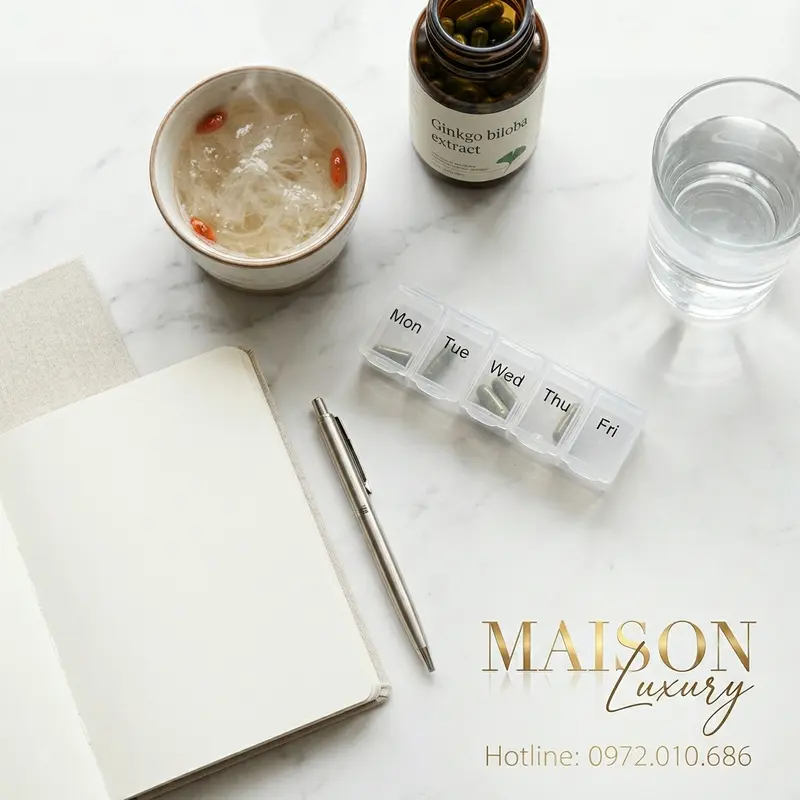 Gợi ý cách kết hợp yến sào và bạch quả trong thực đơn và lịch bổ sung hàng ngày.