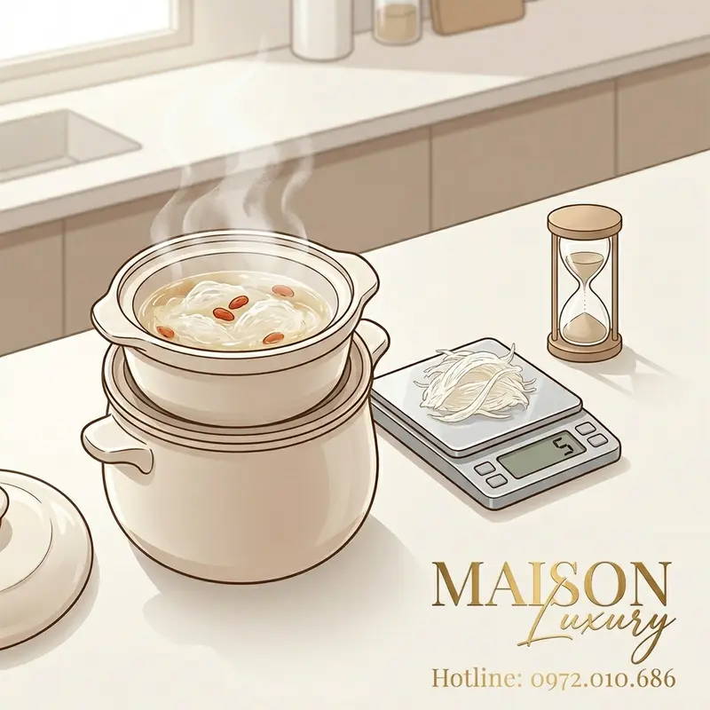 Chưng cách thủy là phương pháp tối ưu để giữ nguyên dưỡng chất quý giá trong yến sào.