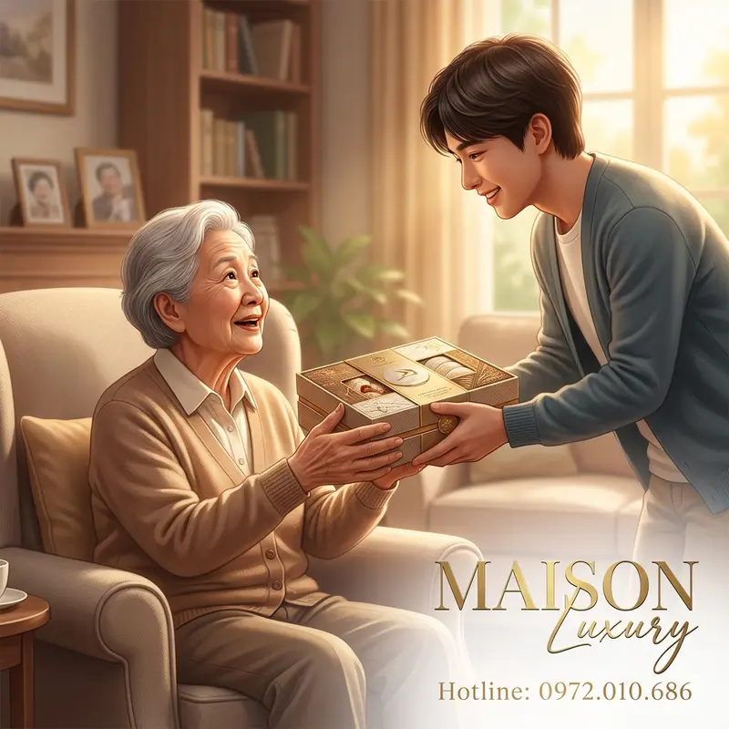 Khoảnh khắc xúc động khi người nhận cảm nhận được sự chân thành từ món quà yến sào được thiết kế riêng cho mình.