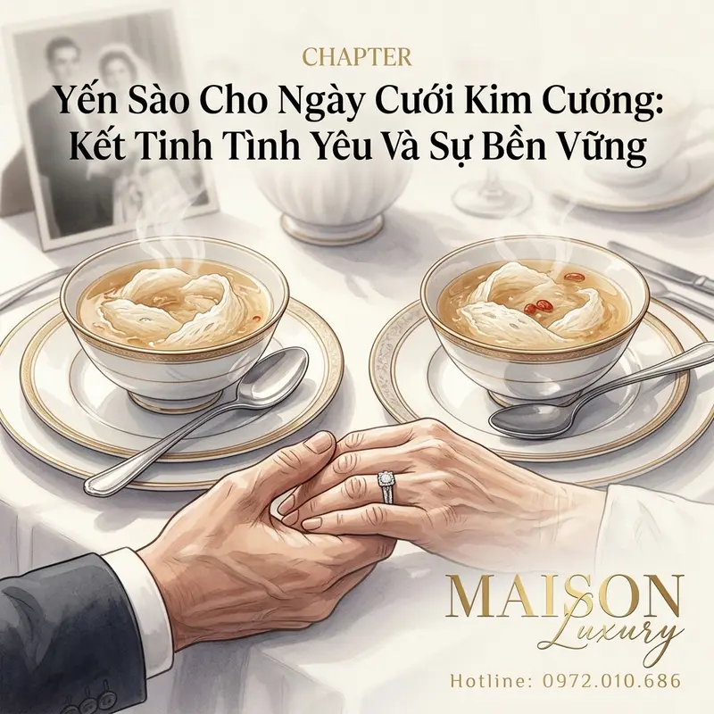 Yến sào chưng thơm ngon trở thành món quà lãng mạn, biểu tượng cho tình yêu bền vững và sự chăm sóc lẫn nhau trong ngày cưới kim cương.