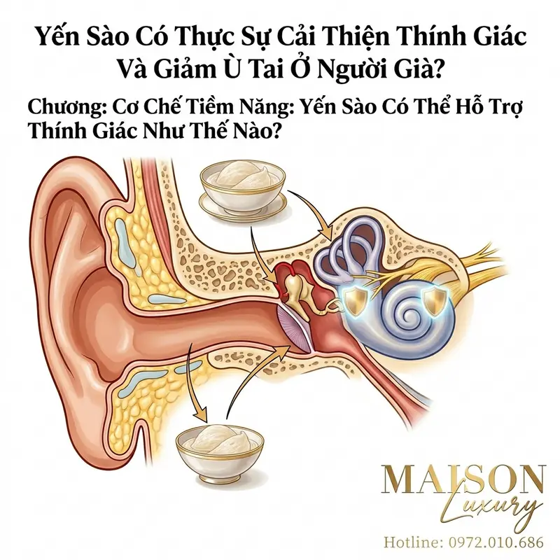 Cơ chế dinh dưỡng từ yến sào có thể hỗ trợ nuôi dưỡng và bảo vệ cấu trúc tai.