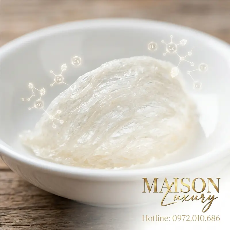 Cấu trúc tinh khiết của yến sào và các thành phần dinh dưỡng thiết yếu bên trong.