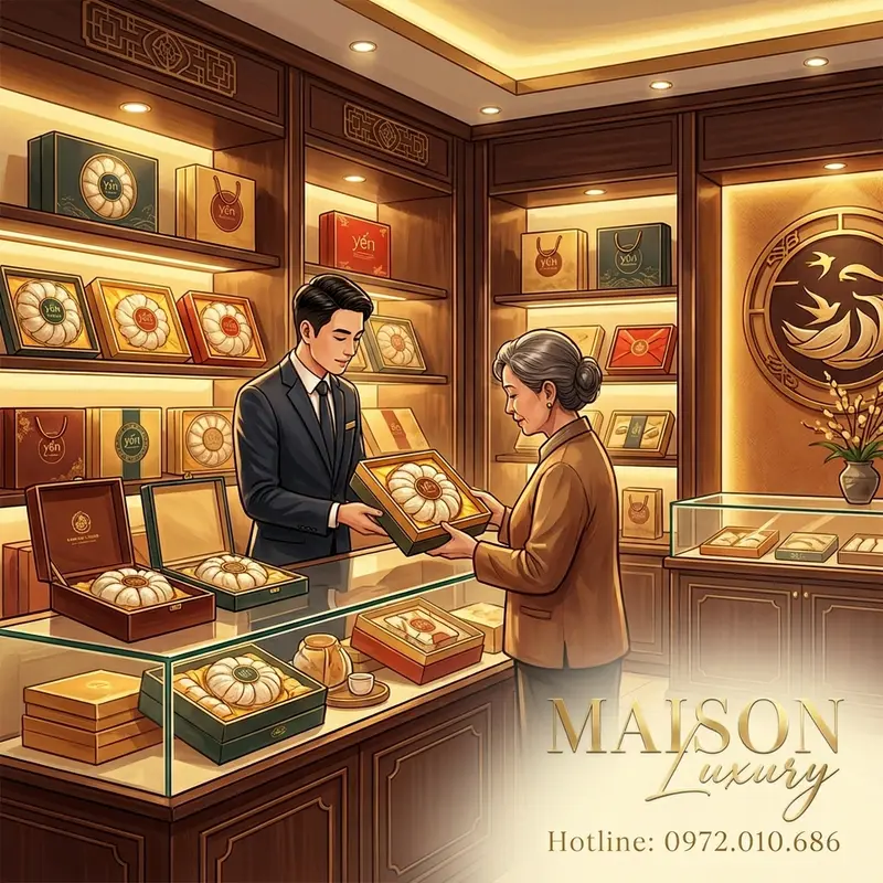 Cửa hàng chọn mua hộp quà yến đảo cao cấp.