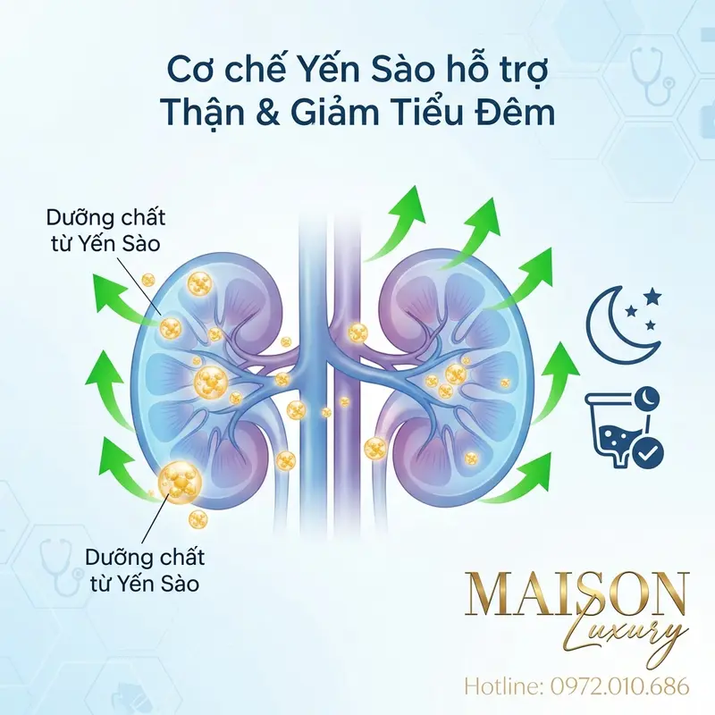 Yến sào tác động tích cực lên thận và giảm tiểu đêm