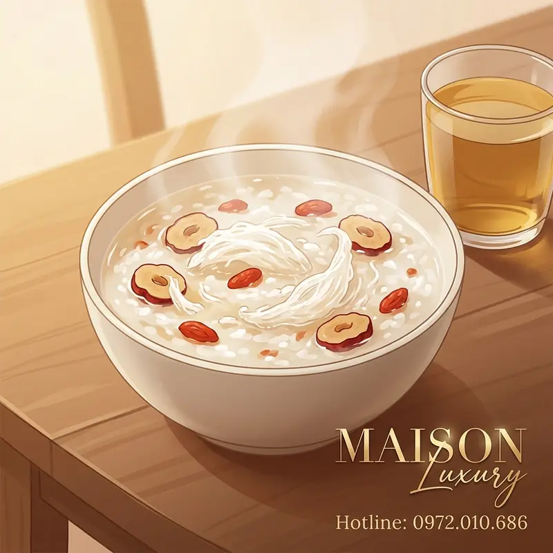 Bát cháo yến sào bổ dưỡng cho người cao tuổi.