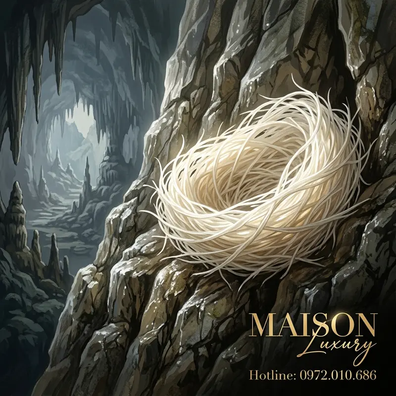 Tổ yến đảo tự nhiên với cấu trúc sợi mảnh, giàu dinh dưỡng.