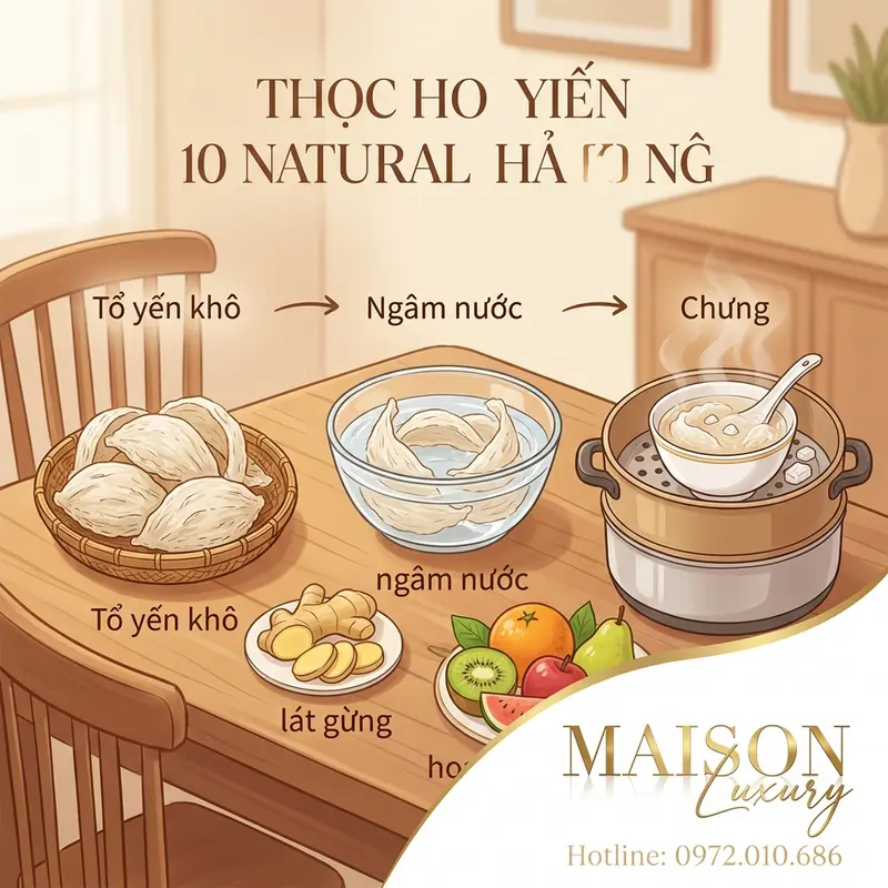 Các bước chế biến yến đảo tự nhiên đơn giản cho người cao tuổi.