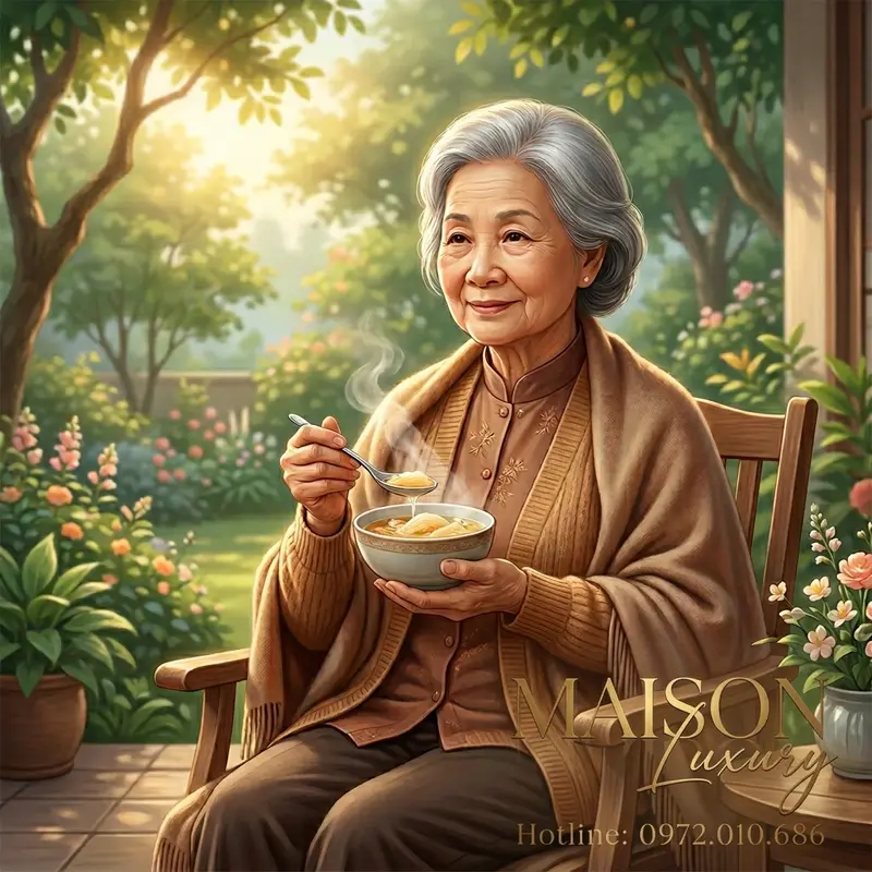 Người cao tuổi sử dụng yến sào tự nhiên để hỗ trợ cải thiện loãng xương.