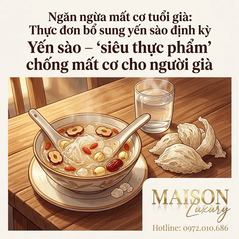 Yến sào chưng – món ăn giàu protein, giúp ngăn ngừa teo cơ hiệu quả.