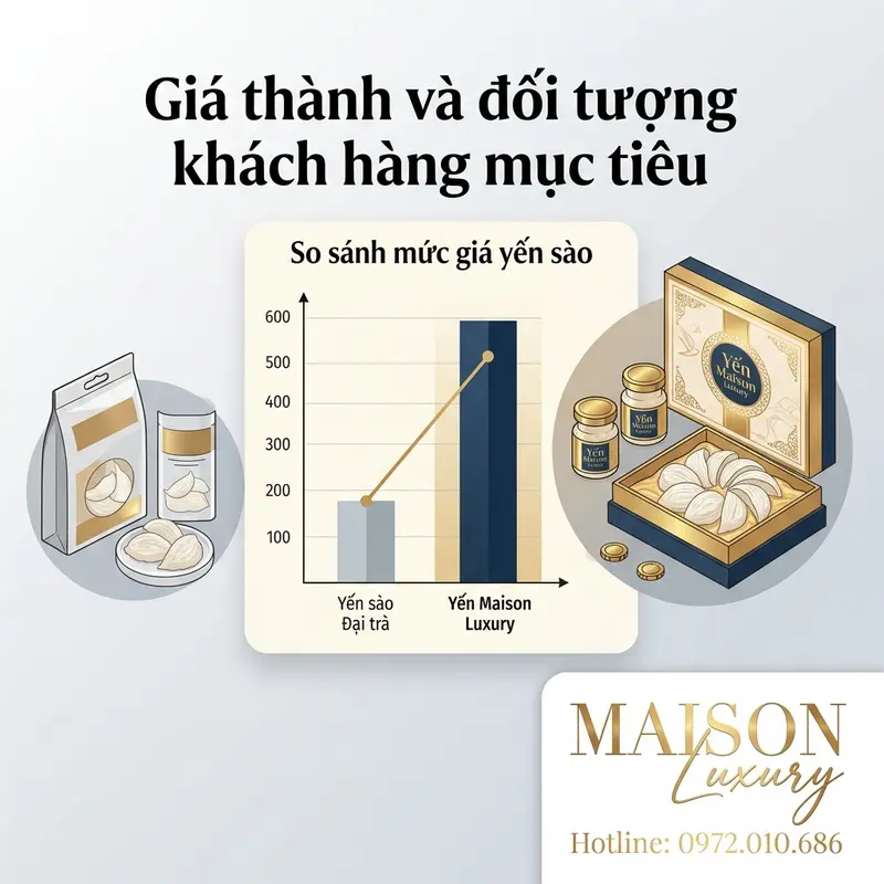 So sánh giá yến đại trà và Yến Maison Luxury.