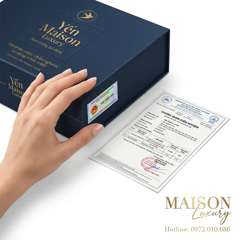 Kiểm tra tem chống giả Yến Maison Luxury.