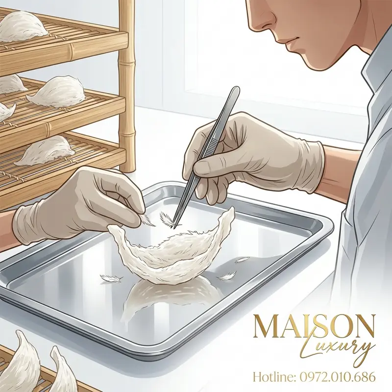 Quy trình sơ chế thủ công tỉ mỉ – cam kết độ tinh khiết cao nhất từ Maison Luxury.