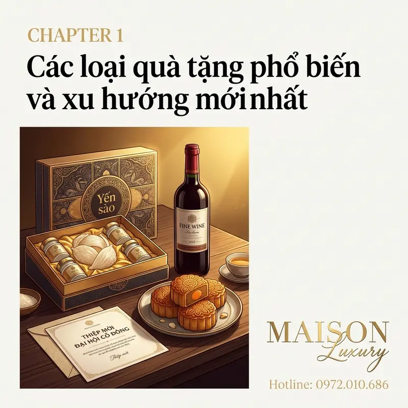 Bộ quà tặng cao cấp kết hợp yến sào, rượu vang và bánh Trung Thu.
