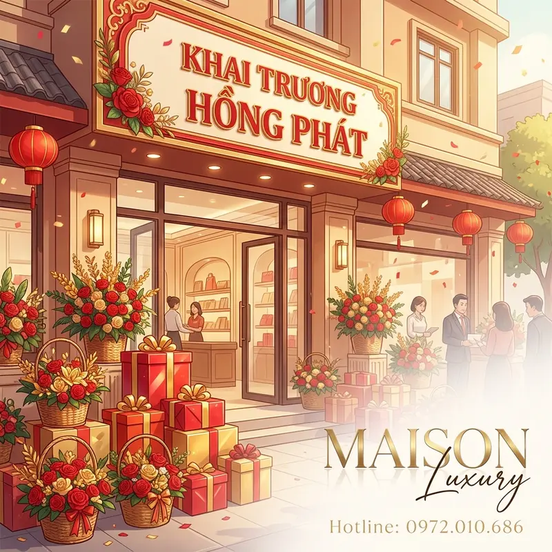 Khai trương cửa hàng với nhiều quà tặng màu sắc phong thủy.