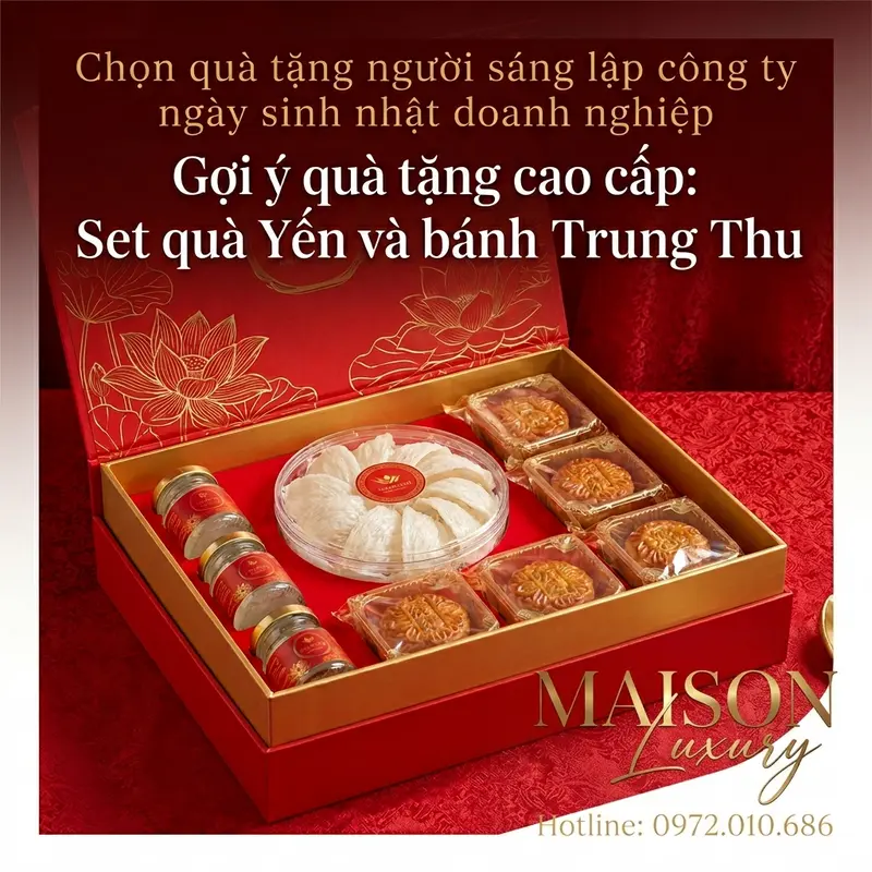 Set quà Yến cao cấp và bánh Trung Thu từ Maison Luxury.