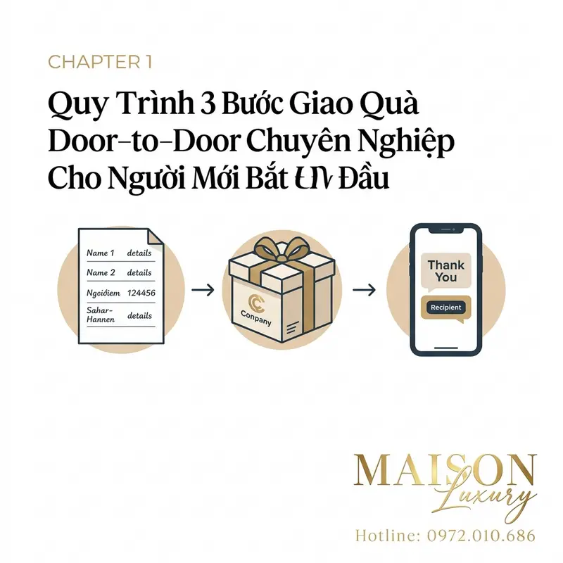 Mô hình 3 bước triển khai giao quà tận nhà.