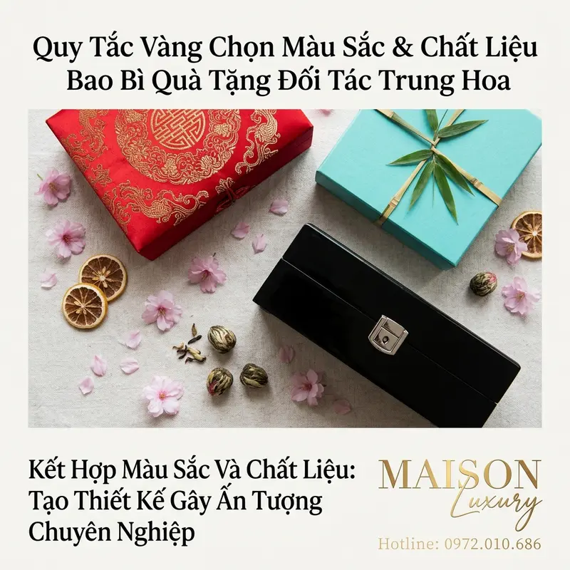 Sự kết hợp hài hòa giữa màu sắc và chất liệu tạo nên tổng thể quà tặng đẳng cấp.