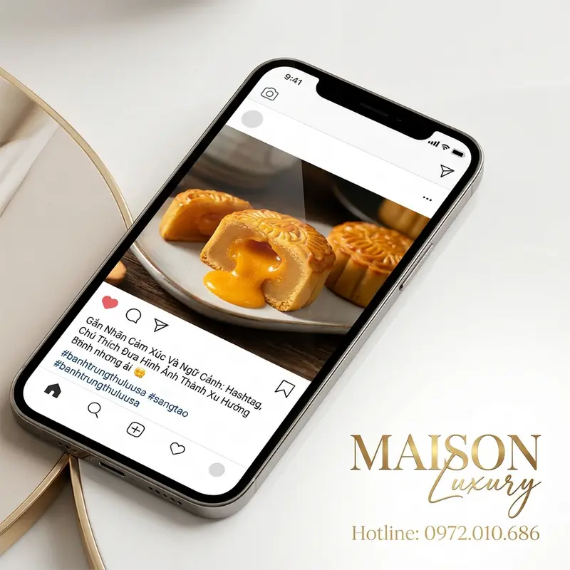 Bài đăng mạng xã hội kèm hashtag giúp lan tỏa hình ảnh bánh trung thu lưu sa.
