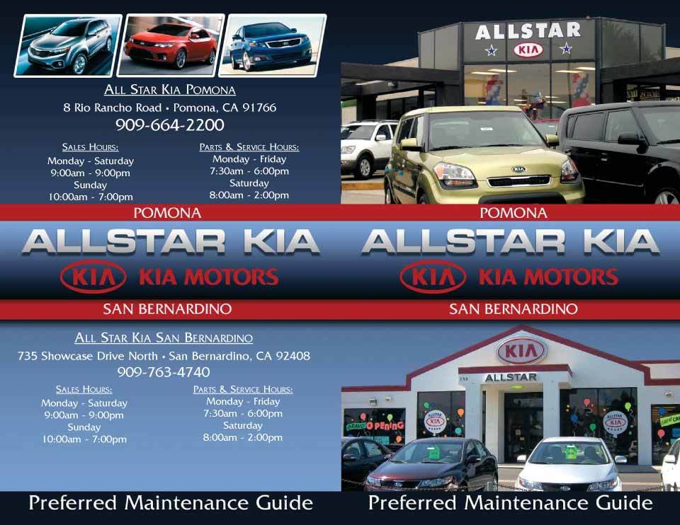 KIA Service amp; Parts Menu  KIA Preferred Maintenance Guide 