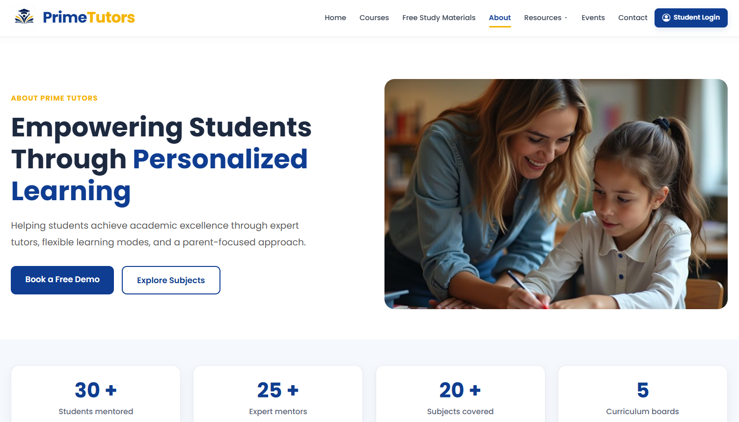 PrimeTutors' Website
