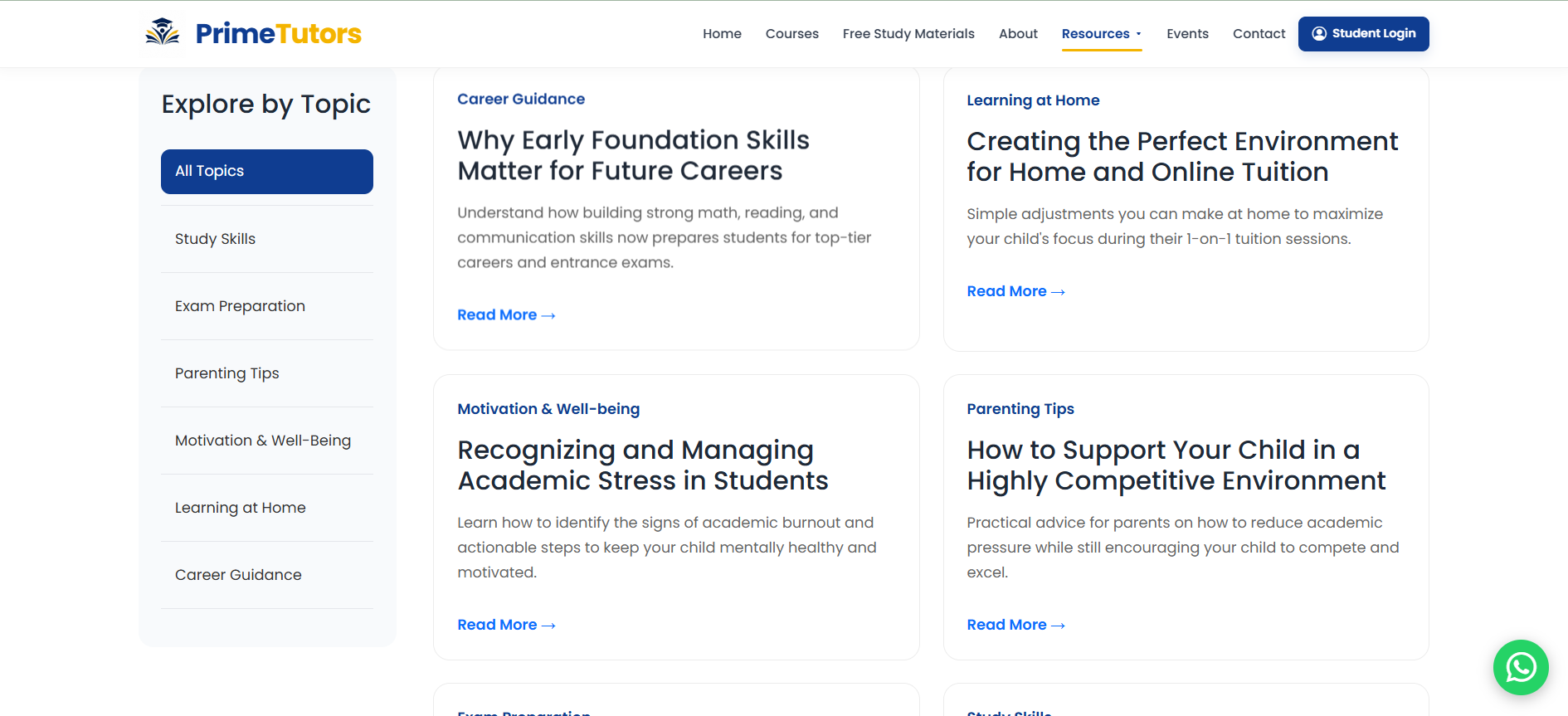 PrimeTutors' Website