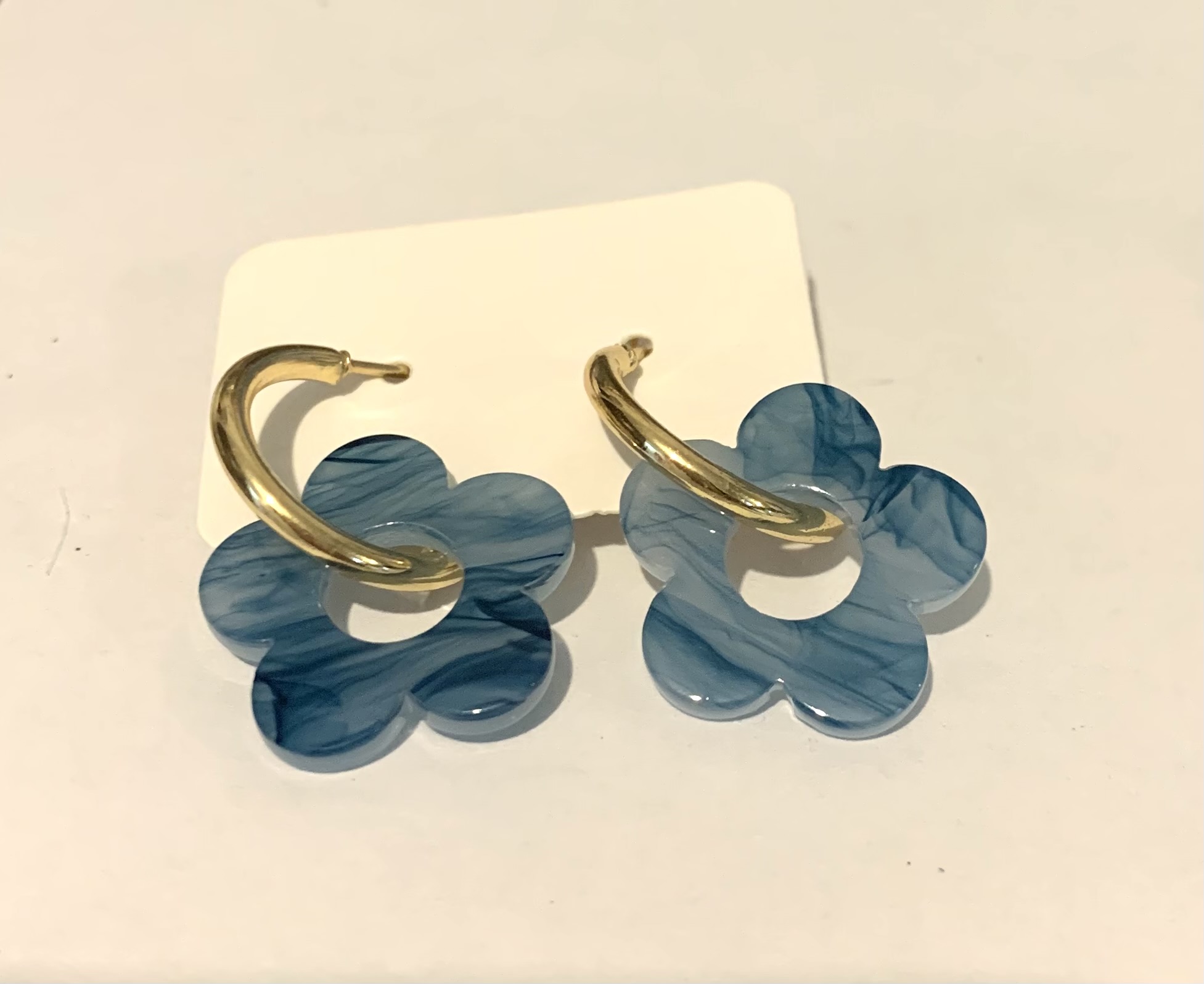 Aros flor azul y celeste