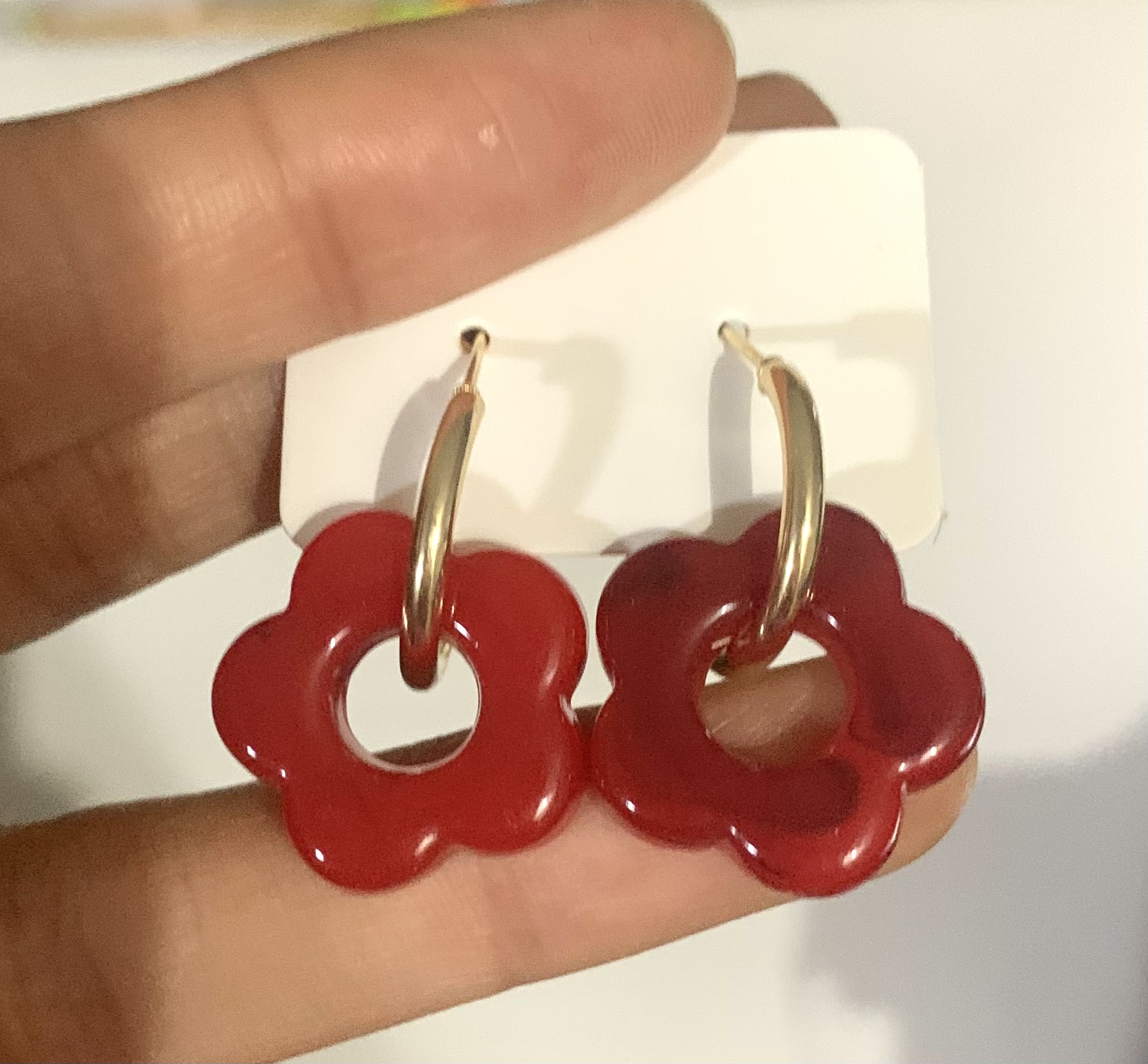 Aros flor roja