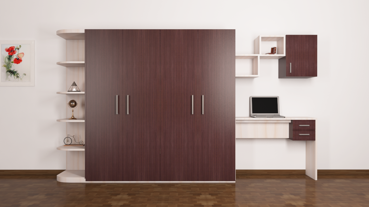 Wardrobes Decorlane Poseidon Wardrobe With Study Table