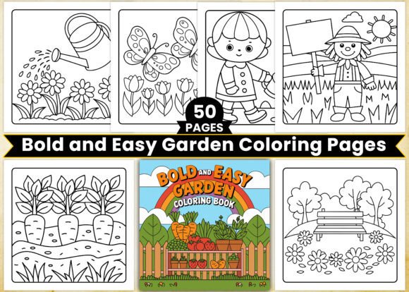 Bold & Easy Garden Coloring Book Cover
