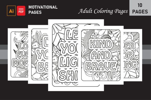 Motivational adult coloring pages collection