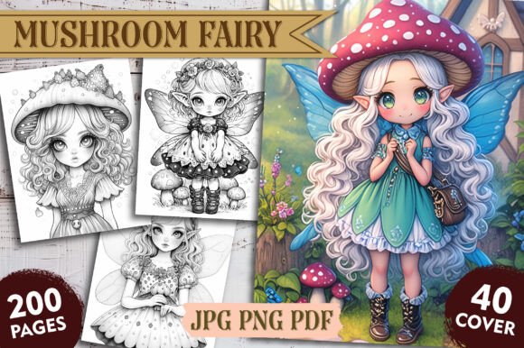 Mushroom Fairy Coloring Page