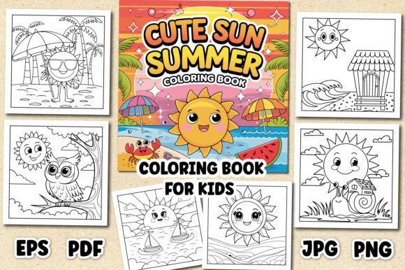 Cute Sun Summer Coloring Book Cover