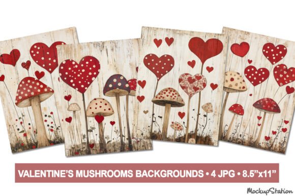 Vintage Valentine Mushroom Journal Pages