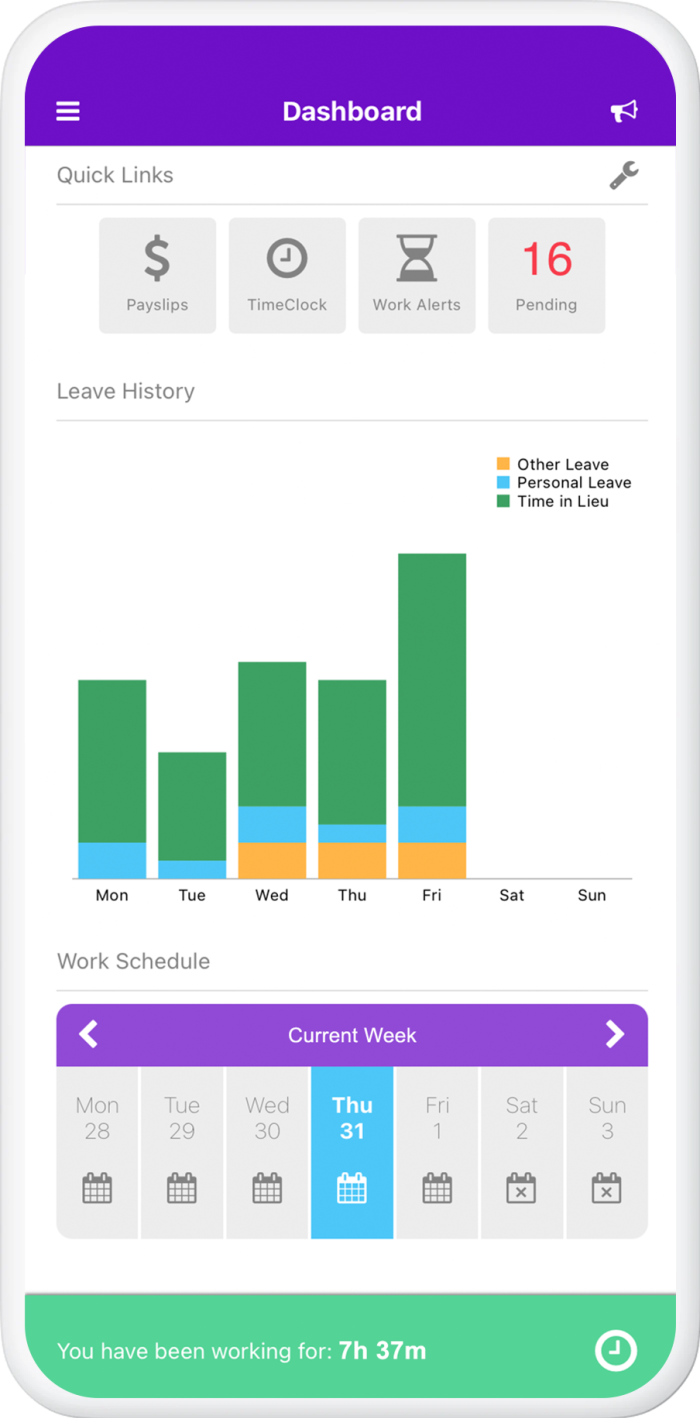 Definitiv mobile app dashboard