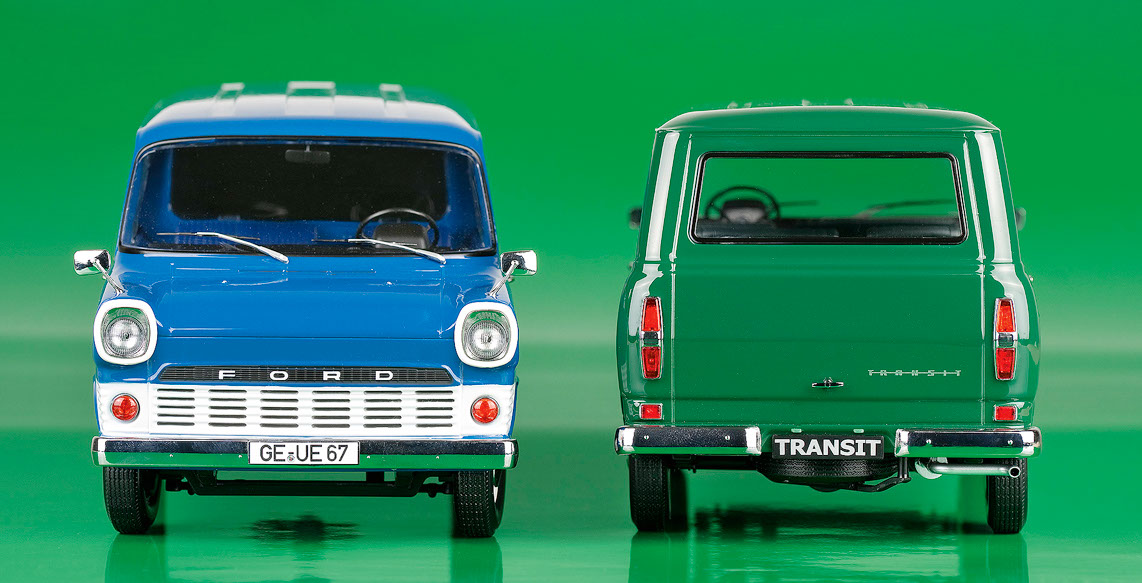 KK-Scale Ford Transit Bus MK1 Polizei Hamburg 1965 dunkelgrün-weiss 1:18 limitiert Modellauto